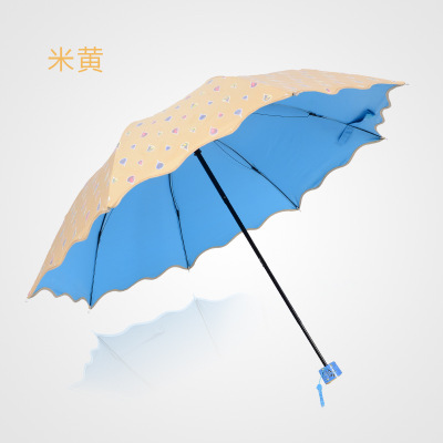 橘子视频APP官方版傘遮陽傘 加厚黑膠彩膠公主防曬傘三折晴雨傘禮品傘